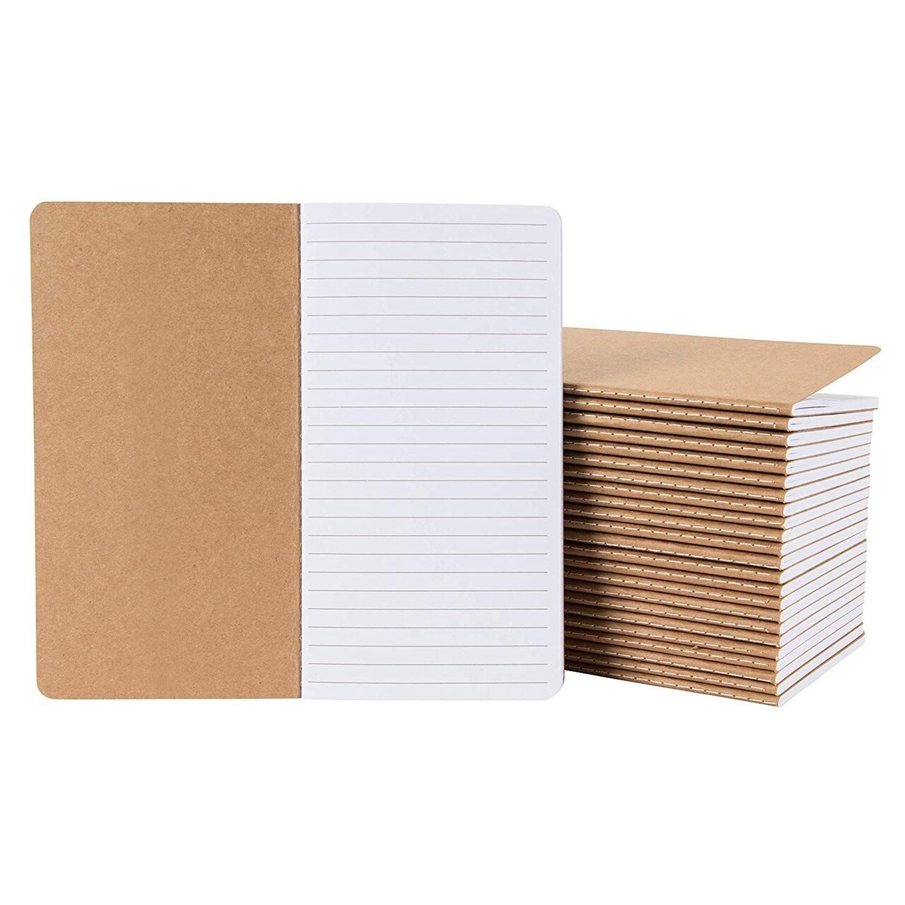 24 Pack Lined Kraft Paper Notebook Bulk Set, Travel Journals with 80 Pages  for Students, Travelers, Kids, Office Supplies (4x8 In)